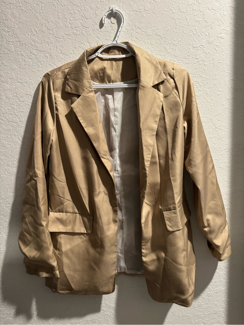 SHEIN Beige Open-Front Blazer Jacket